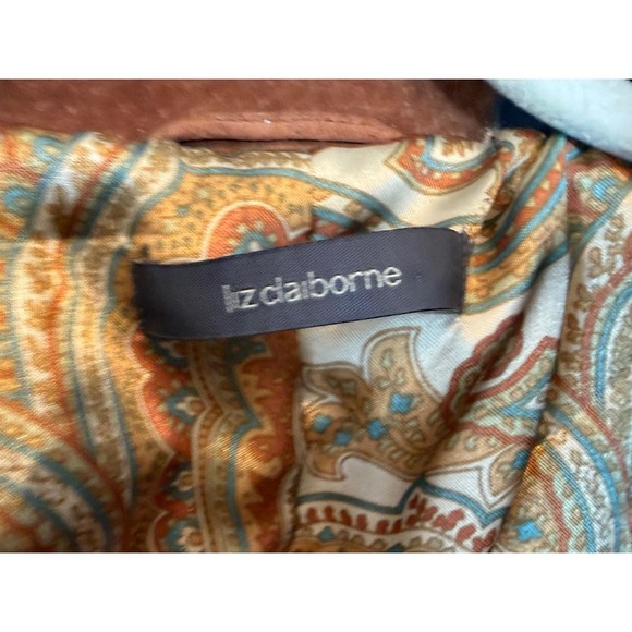 Liz Claiborne‎ rust brown suede jacket early 2000s / Y2K Paisley lining size 16 - Picture 3 of 8